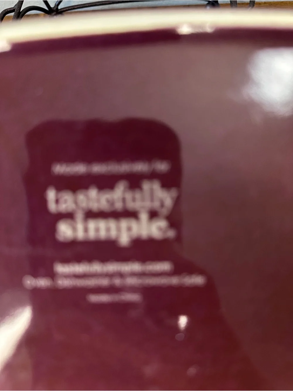 Tastefully Simple Eggplant Purple Ceramic Covered Dip Crock Baker Lidded